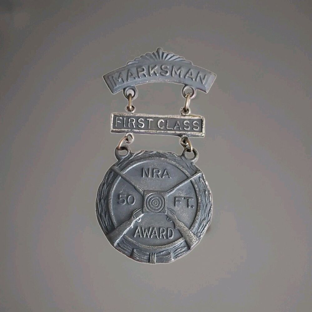 Vintage NRA Badge Award Medal Pin Marksman First Class 50 Ft. Pinback Boy Scouts